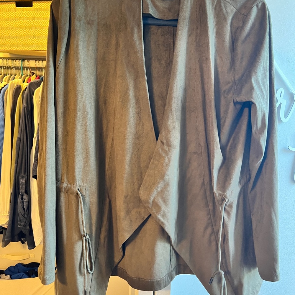 Olive suede black nyc jacket. Medium.